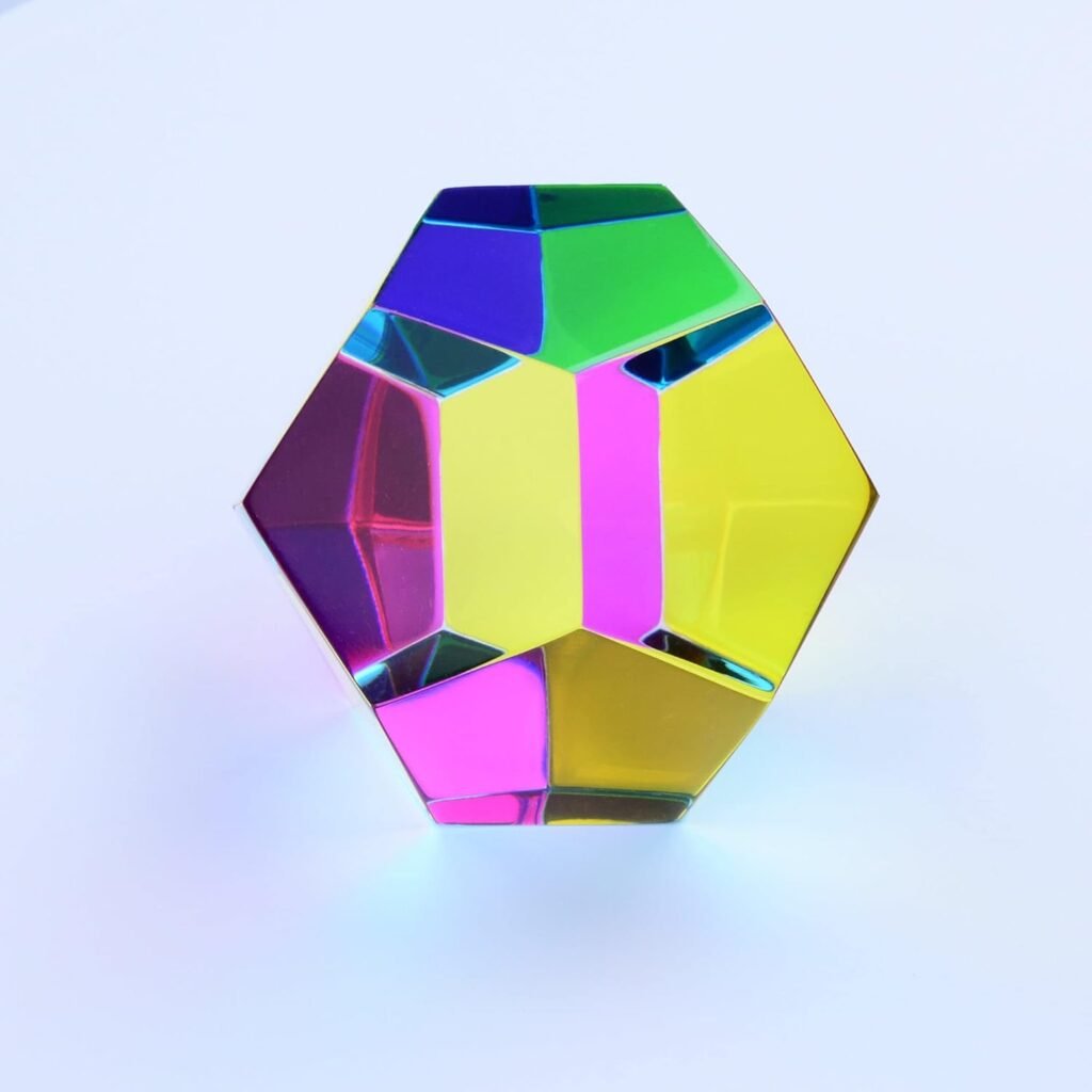 CMY Cubes® - The MUNDUS (50mm) - CMY Dodecahedron Optical Polyhedron - Cyan, Magenta, Yellow - Subtractive Color Mixing, Diamond Polished, Scientific and Educational Toys